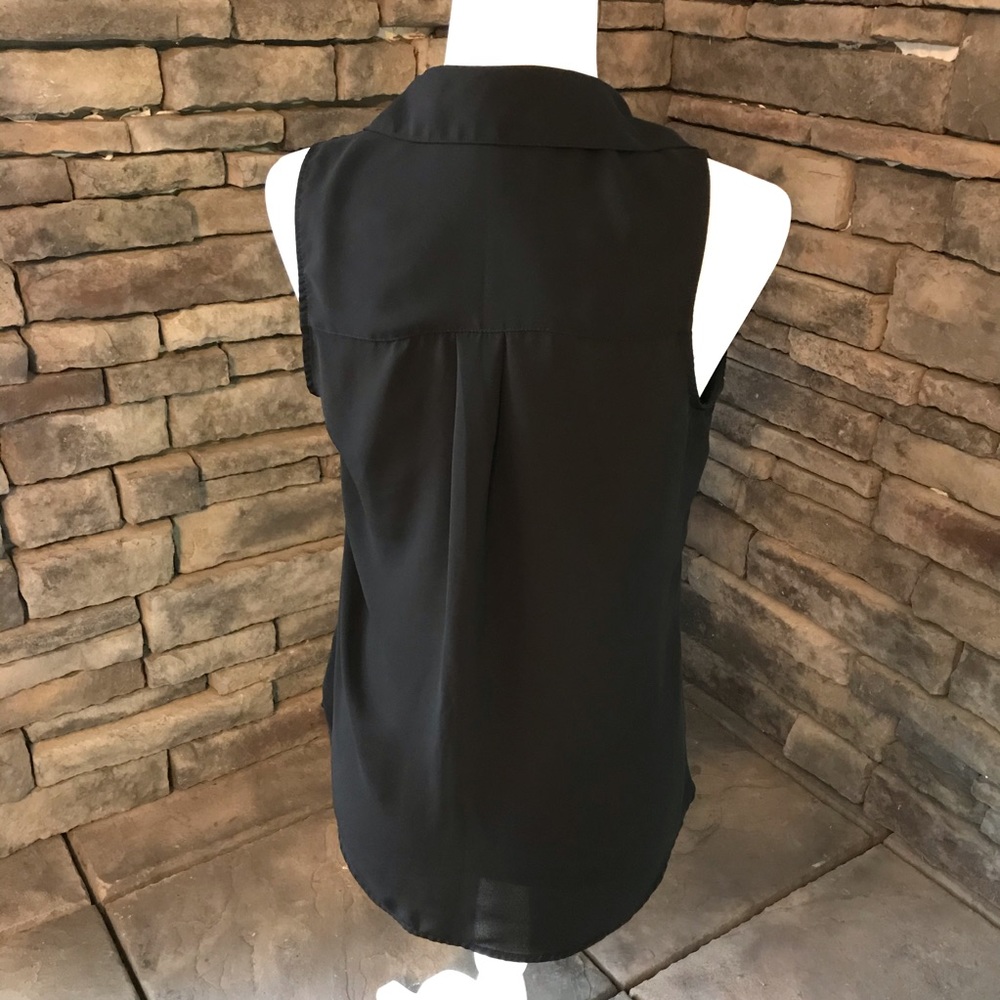 Express Black Button Down With Collar Sleeveless - image 2